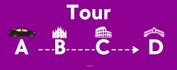 Guided experience with itinerary, stops and organized activities.